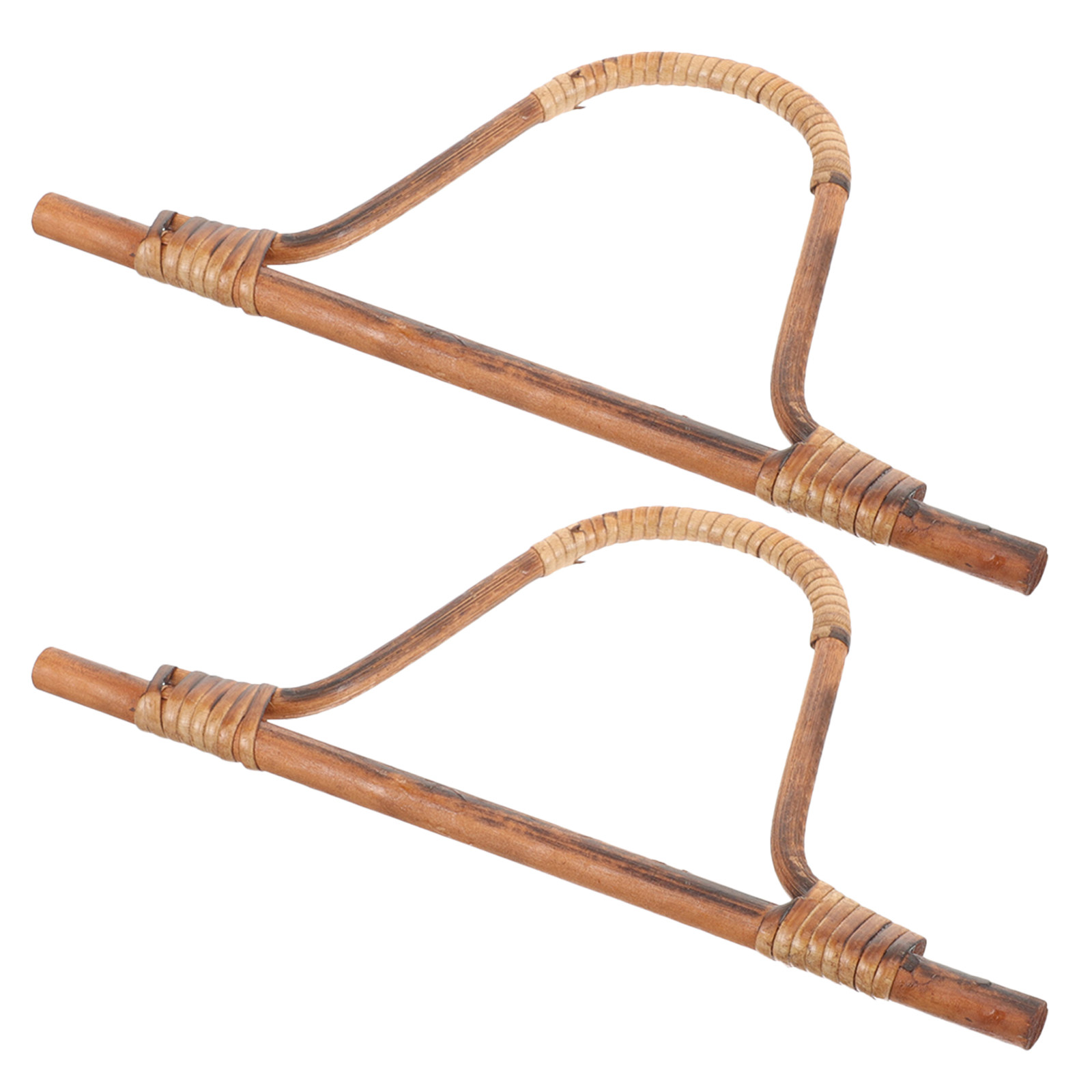 Tote Bag Beach - 2Pcs Wooden Bag Handles with Rattan