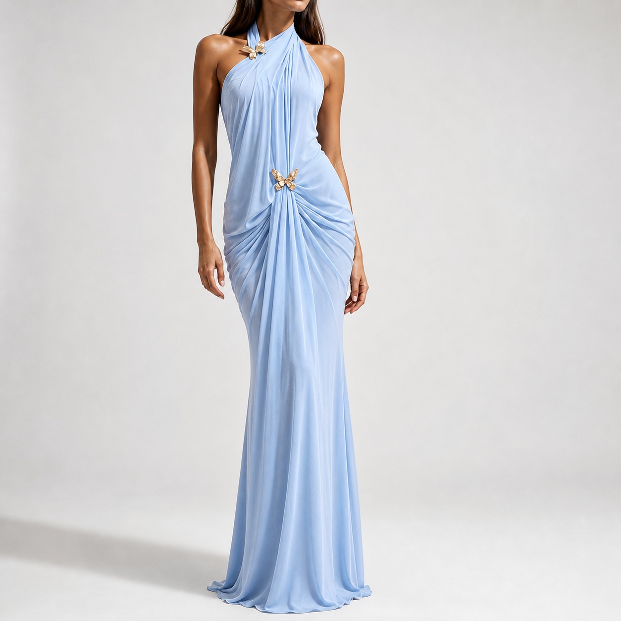 Maxi Dress Halter - Women's Elegant Off Shoulder Halter Neck