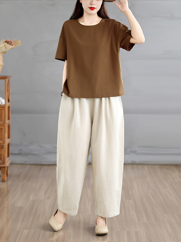 Linen Pant Wide - Summer Ethnic Style Women's Loose Wide