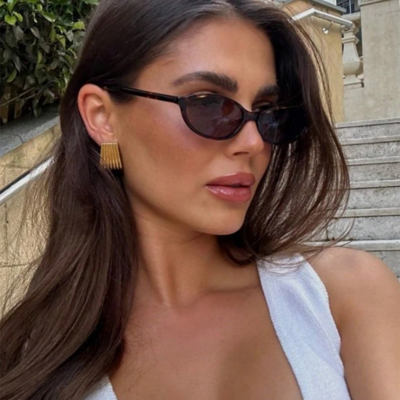 Retro Oval Frame Sunglasses Fa - Sunglasses Cat Eye 评论和价格