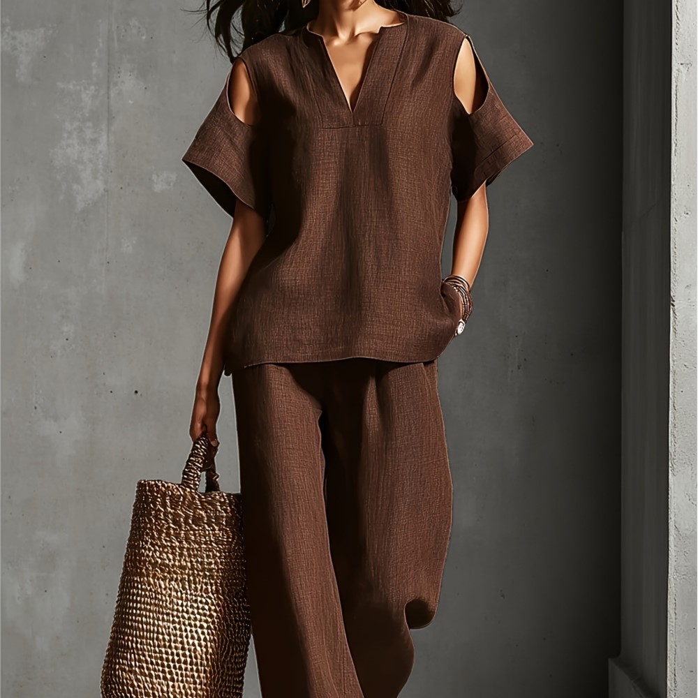 Women's Solid Color Simple Lin - Linen Pant Wide 评论和价格