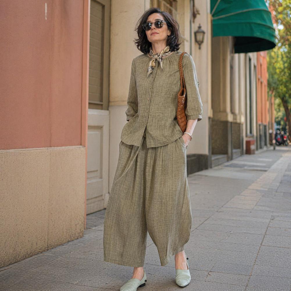 2026 Plus Size Casual Suit Wom - Linen Pant Wide 评论和价格
