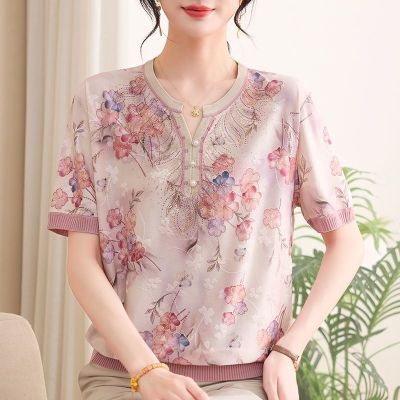 Elegant Mom Women Ice Silk Kni - Romper Floral Print 评论和价格