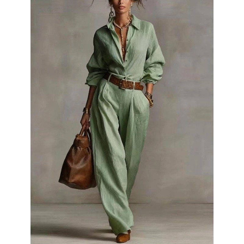 Spring Summer Temperament Soli - Linen Pant Wide 评论和价格